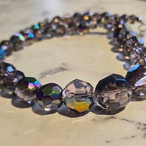 Stunning Vintage Aurora Borealis Faceted Crystal Necklace Choker